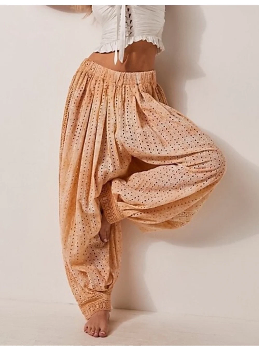 Free People Sweet Tea Eyelet Washed Lounge Pants bottoms